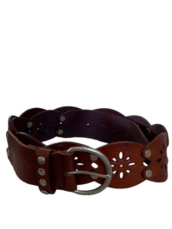 Accessories - Y2K Genuine Leather Belt Cut Out with Grommets 43” X 2 1/4”